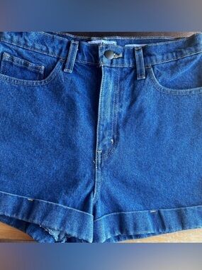 American Apparel Denim High Waist Cuff Jean Shorts, Size 29.